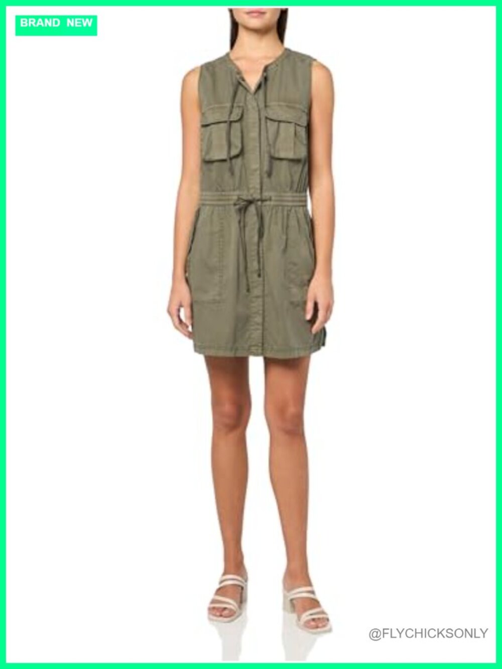 Lucky Brand Cargo Dress Round Neck Backless Summer Casual